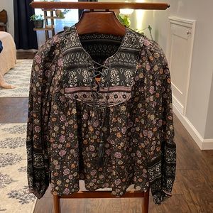 NWT Lucky 🍀 Brand Women’s Balloon Sleeve Floral Top sz S